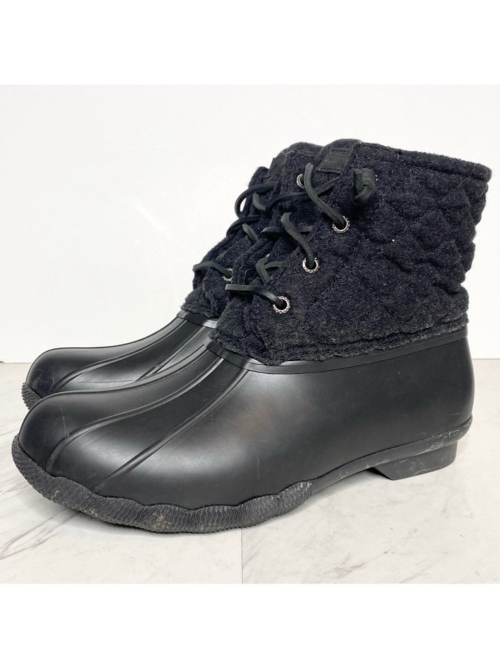 Sperry Saltwater Waterproof Duck Black Boot 8 1/2 W